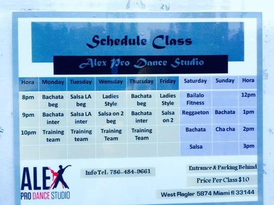 Class schedule