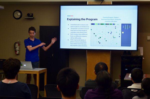 A 15 year-old from Los Altos presents his Java project with machine learning