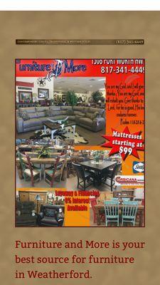 At Furniture & More EVERYDAY is a SALE day !