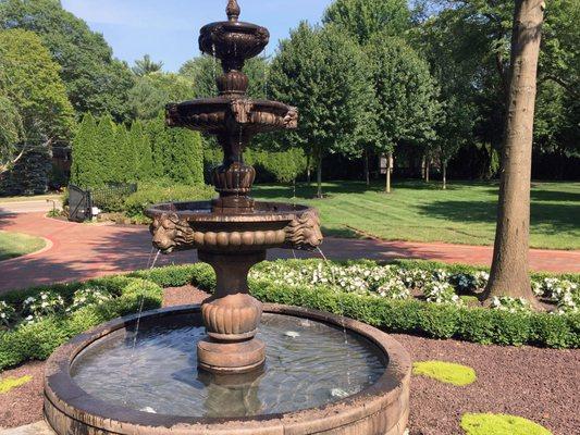 Yard fountain installation.