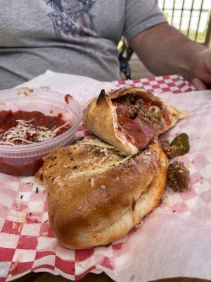 Meat lovers calzone