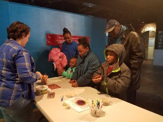 Making sea urchins at a Fabulous Friday Event