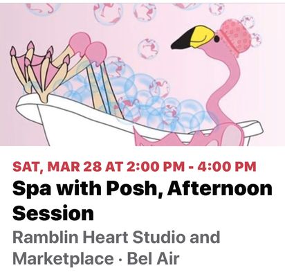 Spa with Posh. Sign up at ramblinheart.com