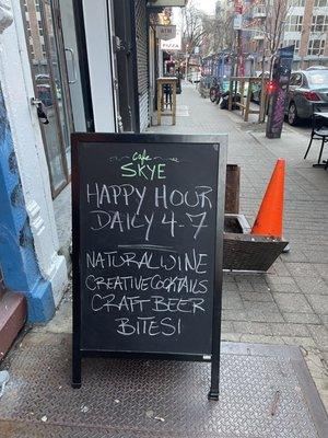 Happy hour signage