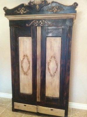 Clients wanted their oak armoire painted in a French country style