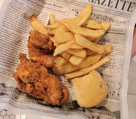 Chicken tenders and steak fries