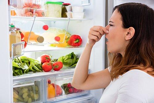 Woman with a refrigerator not cooling.