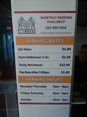 The garage parking rates.