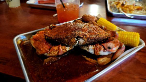 Dungeness Crab Boil with Ale's (All 3 combined) sauce.