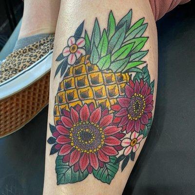 Pineapple and sunflowers by Vern