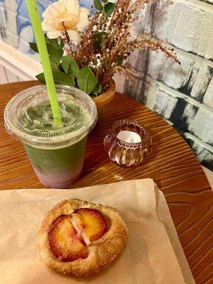 Peach Danish  Matcha