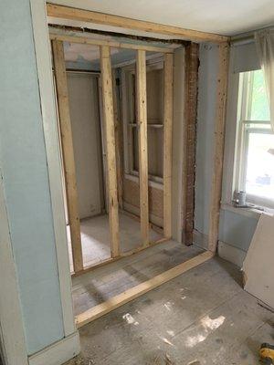 Framing in new closet at the old hatch tavern