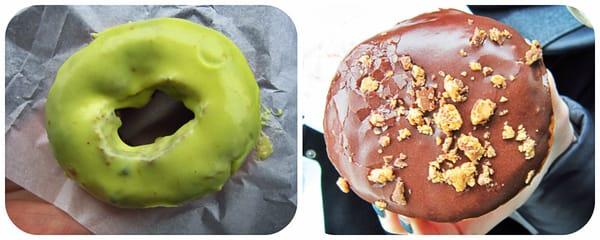 Blueberry cake donut with lemon frosting & Reese's Donut