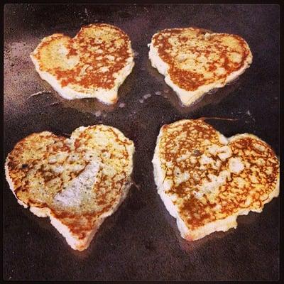 French toast hearts for Valentine's Day!