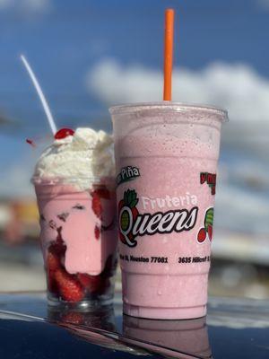 Strawberries & cream, strawberry & banana shake