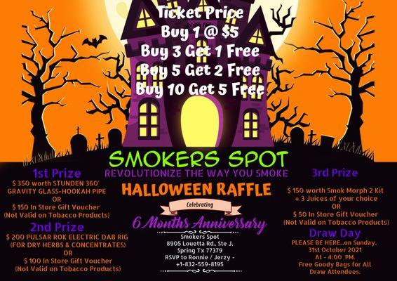 Halloween Raffle.... Grab your tickets now...