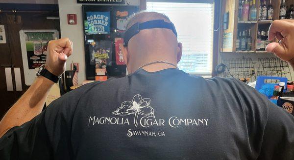 Magnolia Cigar Company, screen printed Gildan tee.