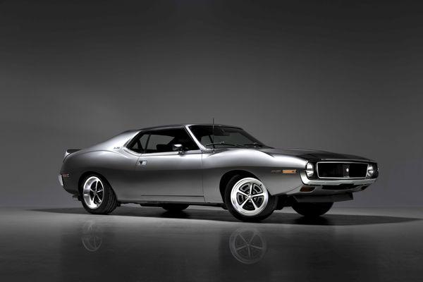 "After" studio photo of an AMC AMX Javelin after we restored the car for a client.