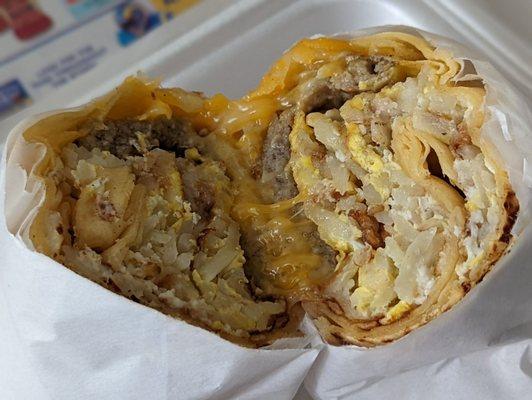 Breakfast burrito with sausage