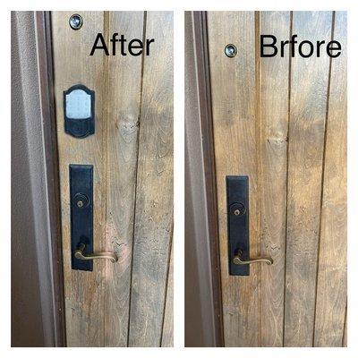 Installed Schlage Smart Lock Deadbolt