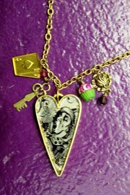 Custom Mad Hatter necklace. Handmade resin art pendant and other charms. $38