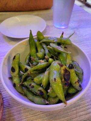 Wok charred edamame