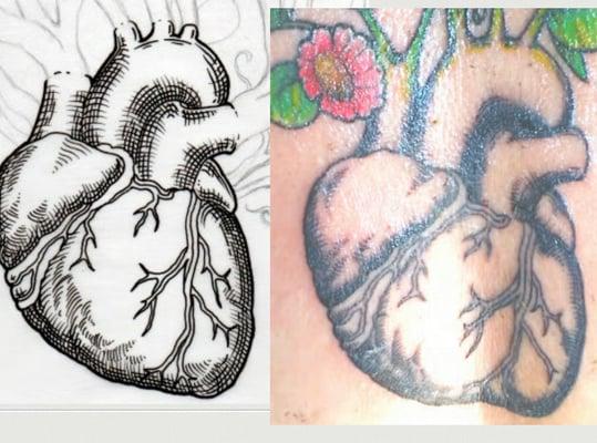 Stencil vs actual ink. :( This heart is not the same.