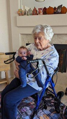 Great grandma and her great grandson.