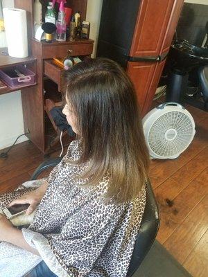 Root touch up and Haircut