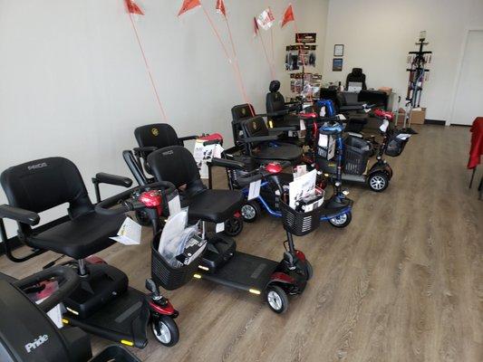 Selection of scooters and power wheelchairs from Golden and Pride