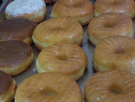 Glazed, Chocolate, and Powder Sugar donuts of course !