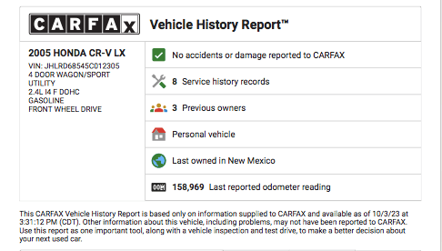 I purchased a CARFAX report after buying the vehicle and found out that the vehicle is in fact FWD, not 4WD.