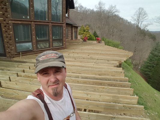 Mike, the owner, working on massive deck.