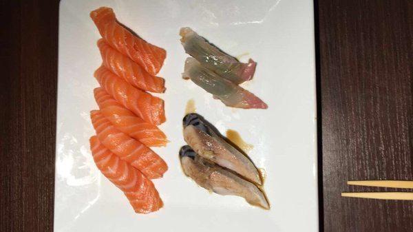 Salmon, Halibut, Mackerel sushi