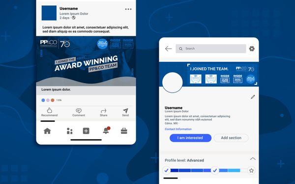 LinkedIn banner and post designs for new employees for accounting firm PP&CO.  Each is sized to LinkedIn's exact specifications.
