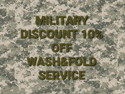 10% Off Wash&Fold Service for Military.