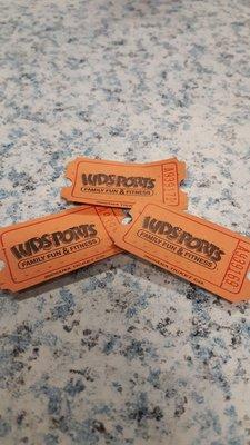 Tickets awarded from arcade game