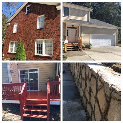 Grant Park Atlanta - house soft wash, retainer wall and concrete cleaning