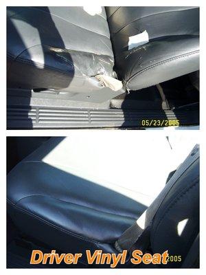 Repair cuts in driver vinyl seat - Before and After