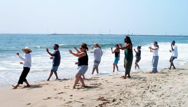 Tai Chi Practice on the Beach