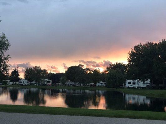 Sunset over pond