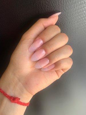 Natural oval shape nails.