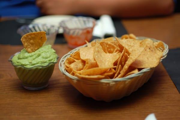 Our homemade chips and guacamole. Made fresh Daily!!