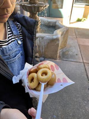 Mini hot fresh glazed donuts