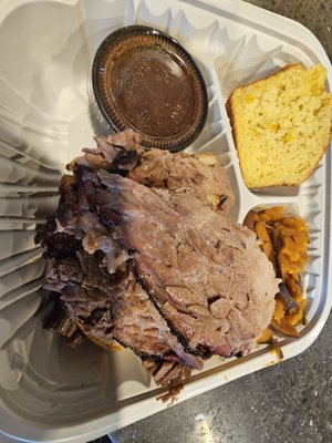 Brisket, sweet potato and cornbread lunch special