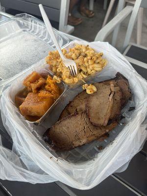 Brisket combo w/ Mac n cheese & sweet yams