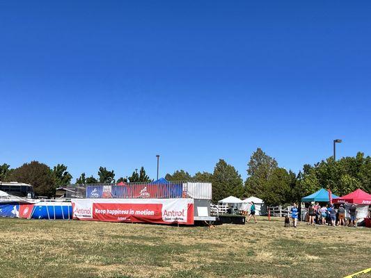 The mobile dock set up at the outdoor arena