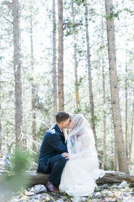 The couple stole away for some private time at their Breckenridge wedding.