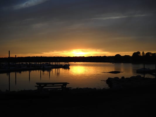 Sun setting over the docks