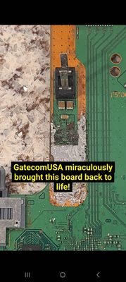 This was the damaged board I brought in. GatecomUSA miraculously brought this board back to life.